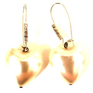 Long Rhinestone And Faux Pearl Heart Earrings